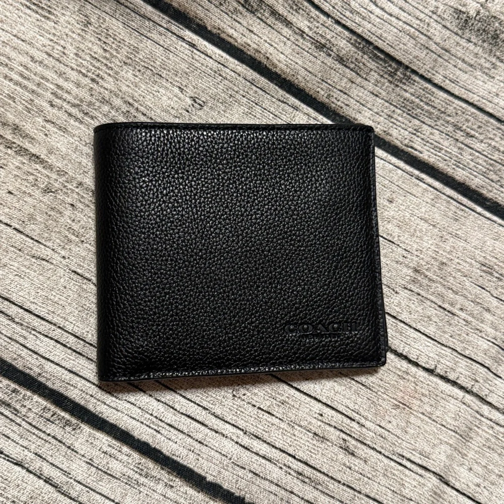 NWT! Coach mens bifold wallet in black leather + Gift box! Ready to gift - Picture 6 of 13